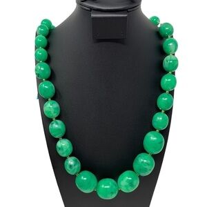 Green Graduated Plastic Beaded Statement Necklace